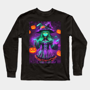 Halloween Cute Spooky Black Witch Long Sleeve T-Shirt